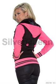 Blød sweat jakke sort-neon rosa